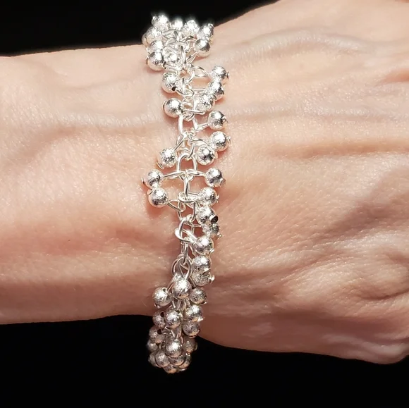 NEW Sterling Silver Stamped Bracelet, Beautiful White Silver, Intricate Design. - Picture 4 of 7